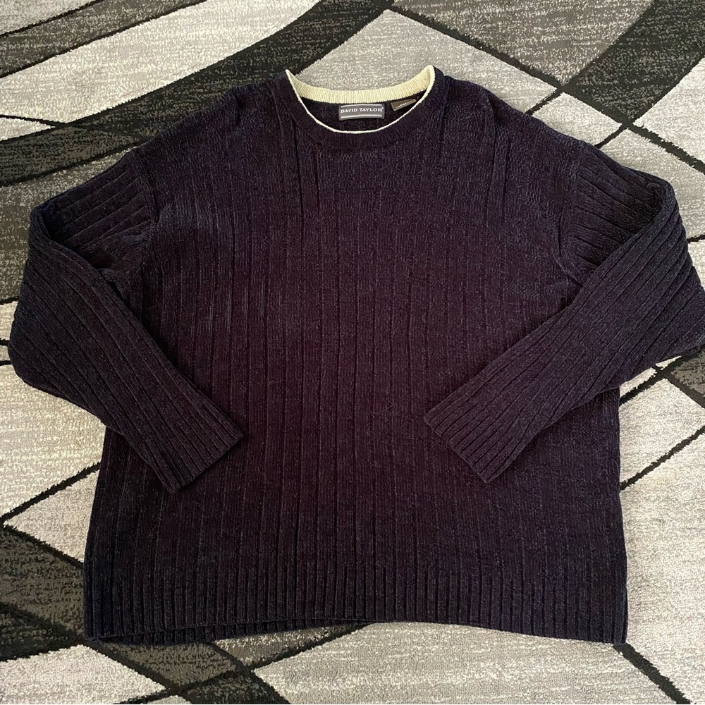 David Taylor Men's Deep Blue Crewneck Sweater